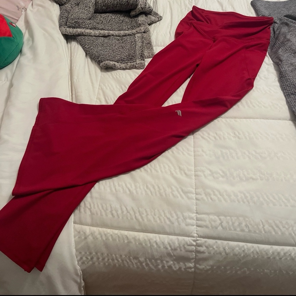 Red Flared Athletic Pants Fabletics - image 1